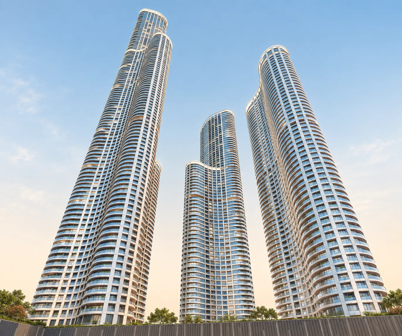 Lodha World Towers seen from below